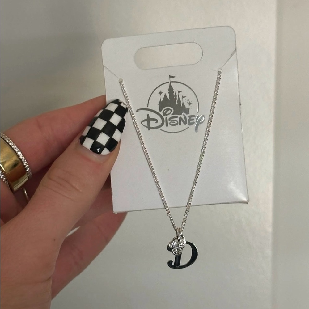 Disney Script Letter D Diamond Necklace Disney Parks Official Merchandise